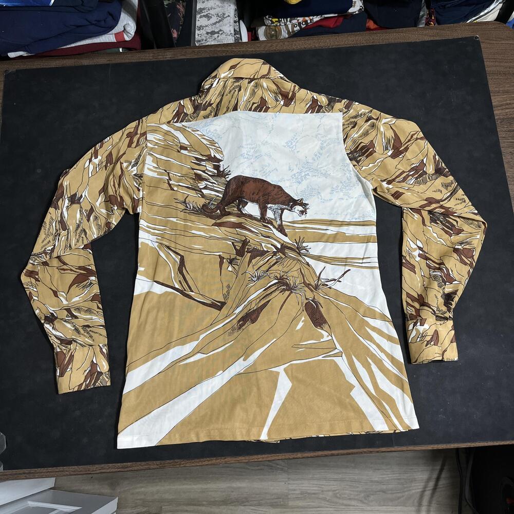 Mountain Lion Western Shirt Mens Dagger Collar Rockabilly 50s Wildlife Gabardine
